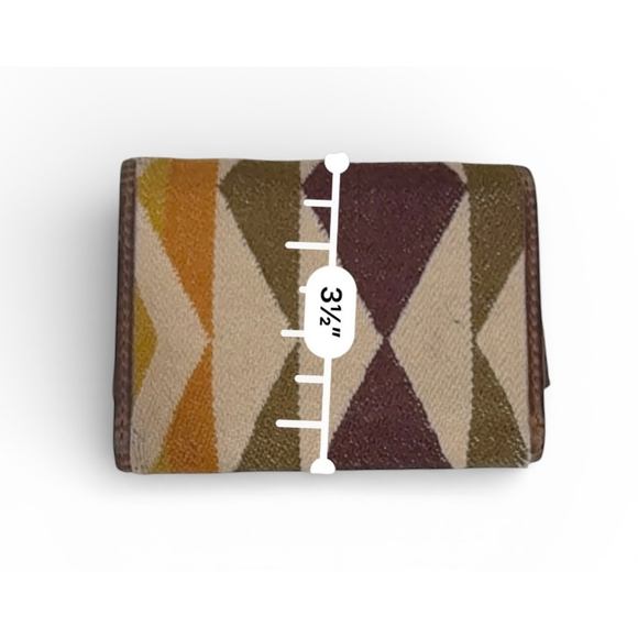 Pendleton Wool Leather Trifold Wallet Brown Western Aztec Pattern 4.5x3.5 - Picture 11 of 12